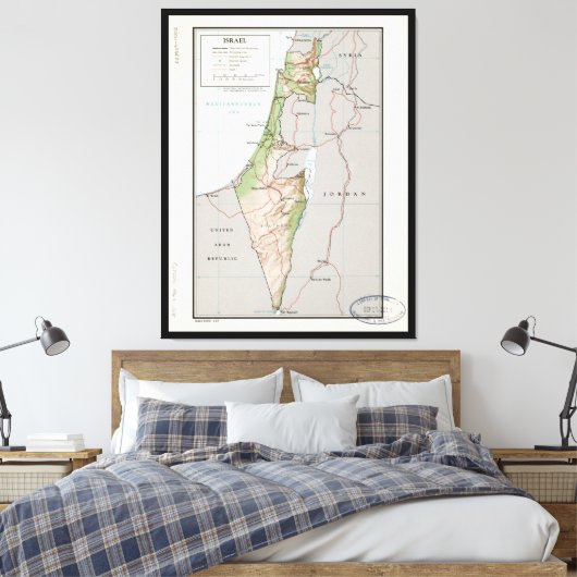 Kaart van Israël (1967) Canvas Afdruk (Insitu (Slaapkamer))