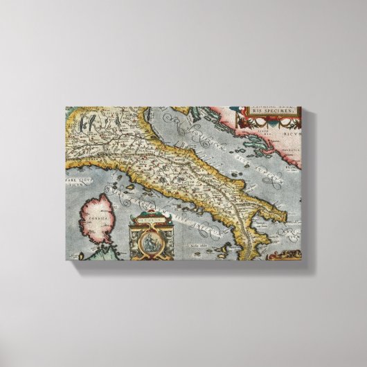  kaart van Italië (1584) Canvas Afdruk (Voorkant)