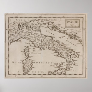  kaart van Italië (1681) Poster