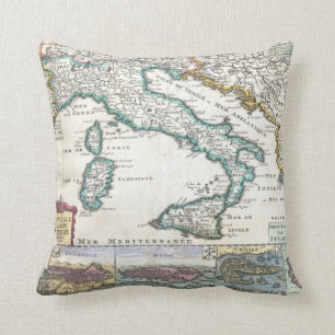  kaart van Italië (1706) Kussen