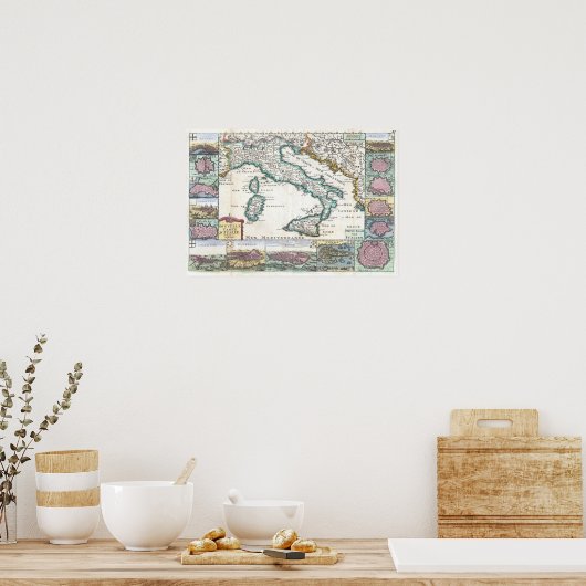  kaart van Italië (1706) Poster (Keuken)