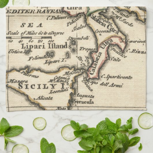  kaart van Italië (1758) Theedoek (Gevouwen)