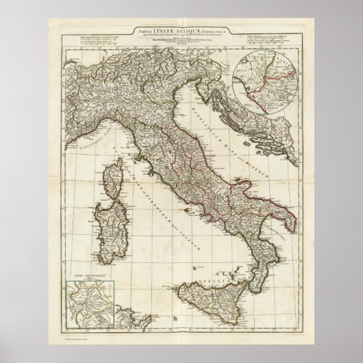  kaart van Italië (1764) Poster (Voorkant)