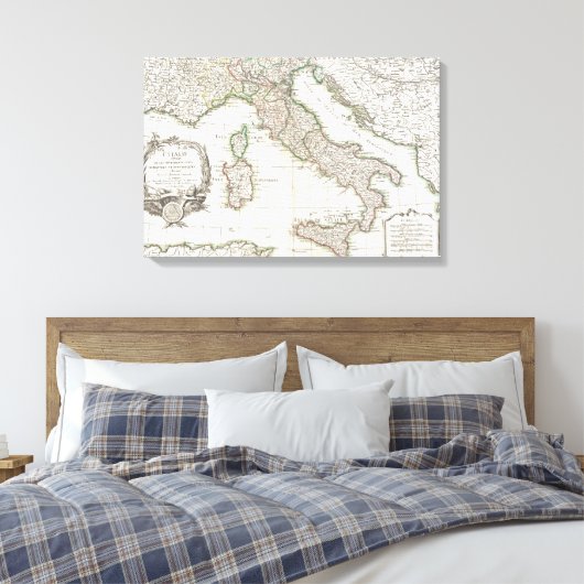 kaart van Italië (1770) Canvas Afdruk (Insitu (Slaapkamer))