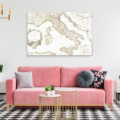  kaart van Italië (1770) Canvas Afdruk (Insitu (Woonkamer))