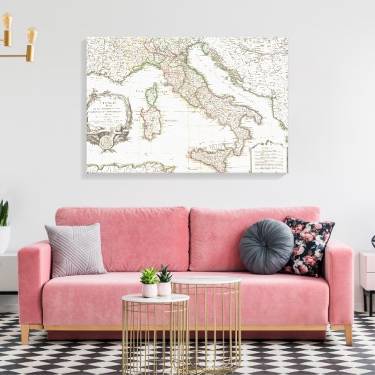  kaart van Italië (1770) Canvas Afdruk (Insitu (Woonkamer))