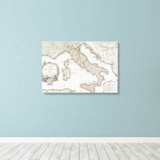  kaart van Italië (1770) Canvas Afdruk (Insitu (Houten vloer))