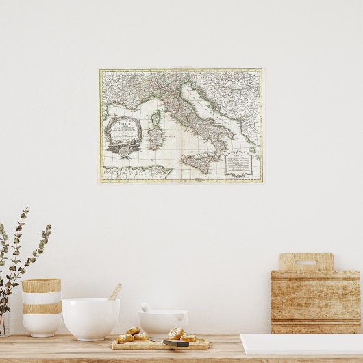  kaart van Italië (1770) Poster (Keuken)