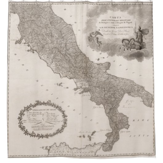 kaart van Italië (1808) Douchegordijn (Voorkant)