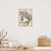  kaart van Italië (1827) Poster (Keuken)