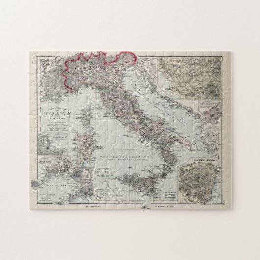  kaart van Italië (1878) Legpuzzel (Horizontaal)