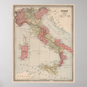  kaart van Italië (1883) Poster