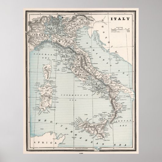  kaart van Italië (1893) Poster (Voorkant)