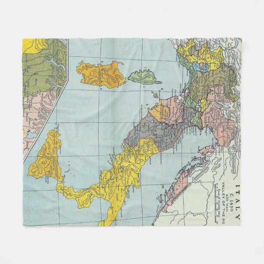  kaart van Italië (1912) Fleece Deken (Voorkant (Horizontaal))