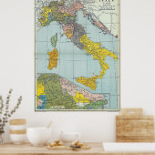  kaart van Italië (1912) Poster (Keuken)