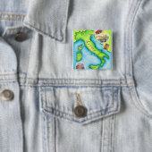Kaart van Italië 2 Vierkante Button 5,1 Cm (In situ)