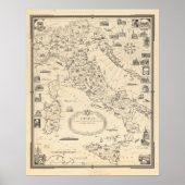 Kaart van Italië door Chase 1935 Poster (Voorkant)
