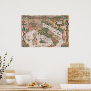 Kaart van Italië door Cornelis II Danckerts 1640 Poster
