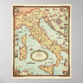 Kaart van Italië door Ernest Dudley Chase 1935 Poster (Voorkant)