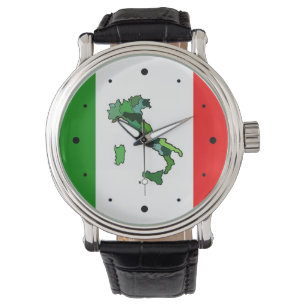 Kaart van Italië en Italiaanse vlag Horloge