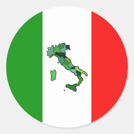 Kaart van Italië en Italiaanse vlag Ronde Sticker (Voorkant)