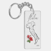 *~* Kaart van Italië Italiaans Roos Sleutelhanger (Voorkant Links)