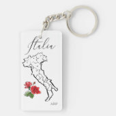 *~* Kaart van Italië Italiaans Roos Sleutelhanger (achterkant)