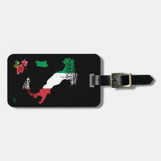 *~* Kaart van Italië Italië Italiaanse vlag Bagagelabel (Voorkant horizontaal)