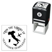 Kaart van Italië met Plane Round Library Boeknaam Zelfinktende Stempel (In situ)