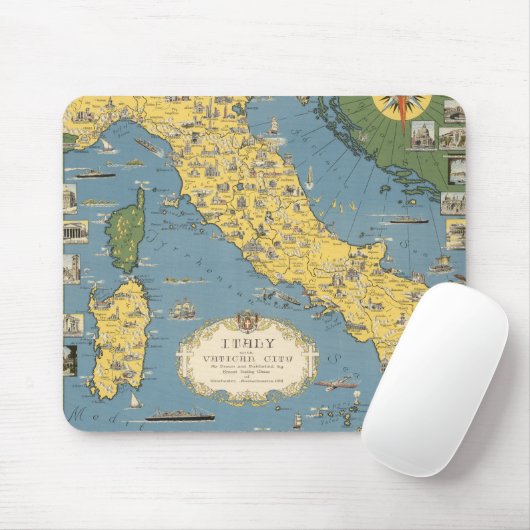 Kaart van Italië met Vaticaanstad Muismat (Met muis)