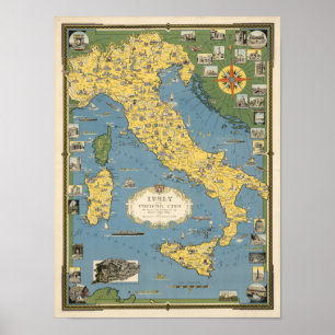 Kaart van Italië met Vaticaanstad Poster