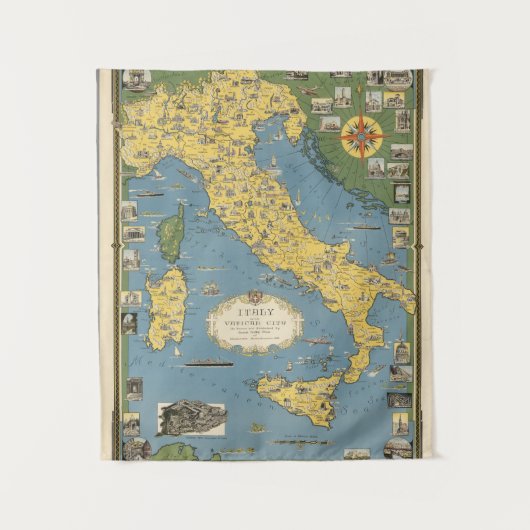 Kaart van Italië met Vaticaanstad Wandkleed (Voorkant)