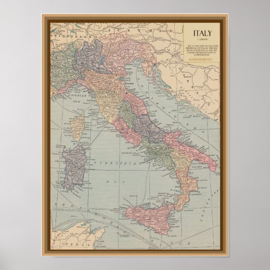  kaart van Italië Poster (Voorkant)