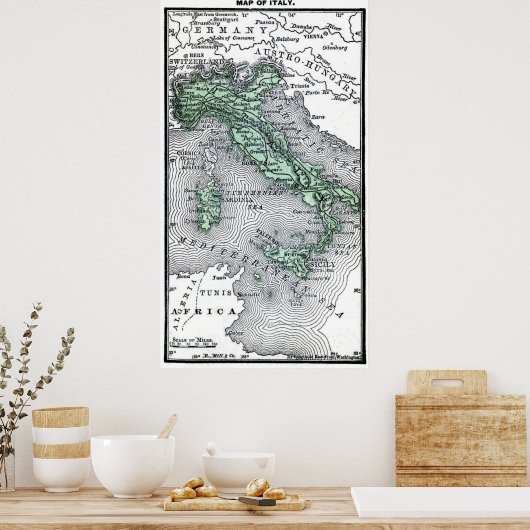 kaart van Italië Poster (Keuken)
