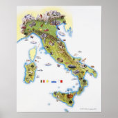 Kaart van Italië Poster (Voorkant)