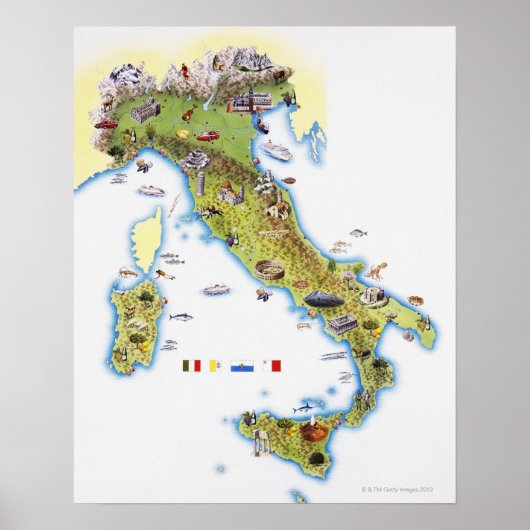 Kaart van Italië Poster (Voorkant)