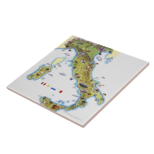 Kaart van Italië Tegeltje (Zijkant)
