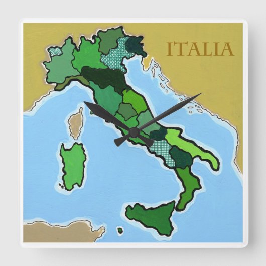 Kaart van Italië Vierkante Klok (Voorkant)