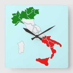 Kaart van Italië vierkante klok. Klok