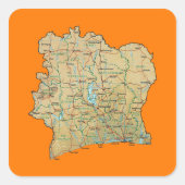 Kaart van Ivoorkust Sticker (Voorkant)