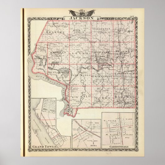 Kaart van Jackson County, Grand Tower Poster (Voorkant)