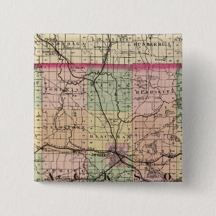 Kaart van Jackson County, Michigan Vierkante Button 5,1 Cm