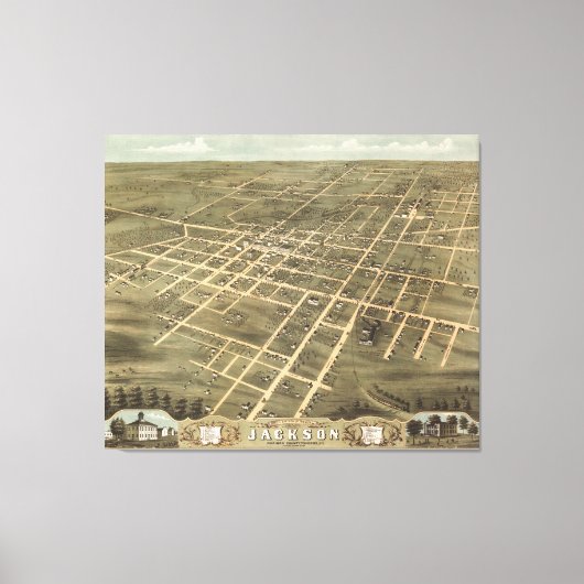 kaart van Jackson Tennessee (1870) Canvas Afdruk (Voorkant)