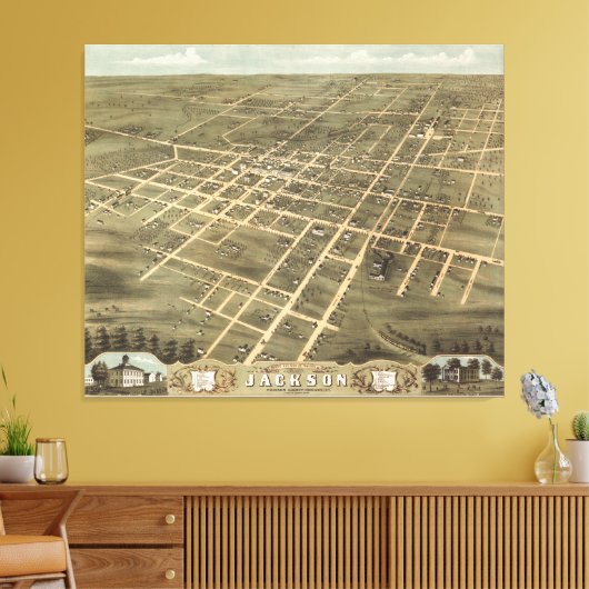  kaart van Jackson Tennessee (1870) Canvas Afdruk (Insitu (Woonkamer))