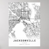 Kaart van Jacksonville City Poster (Voorkant)