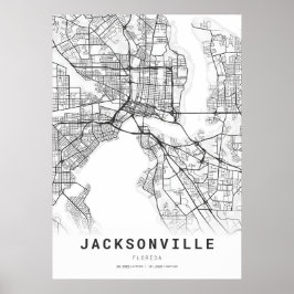 Kaart van Jacksonville City Poster