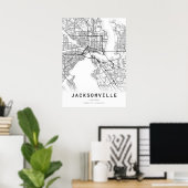 Kaart van Jacksonville City Poster (Thuiskantoor)