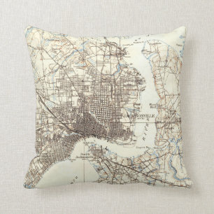  kaart van Jacksonville Florida (1918) Kussen