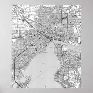 kaart van Jacksonville Florida (1950) BW Poster