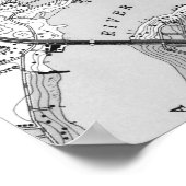  kaart van Jacksonville Florida (1950) BW Poster (Hoek)